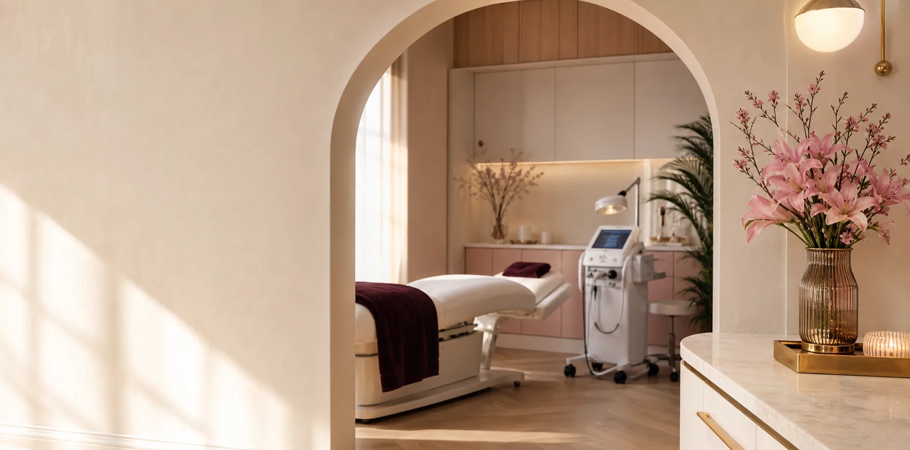 Warm modern treatment room at Divya Health & Aesthetics Clinic